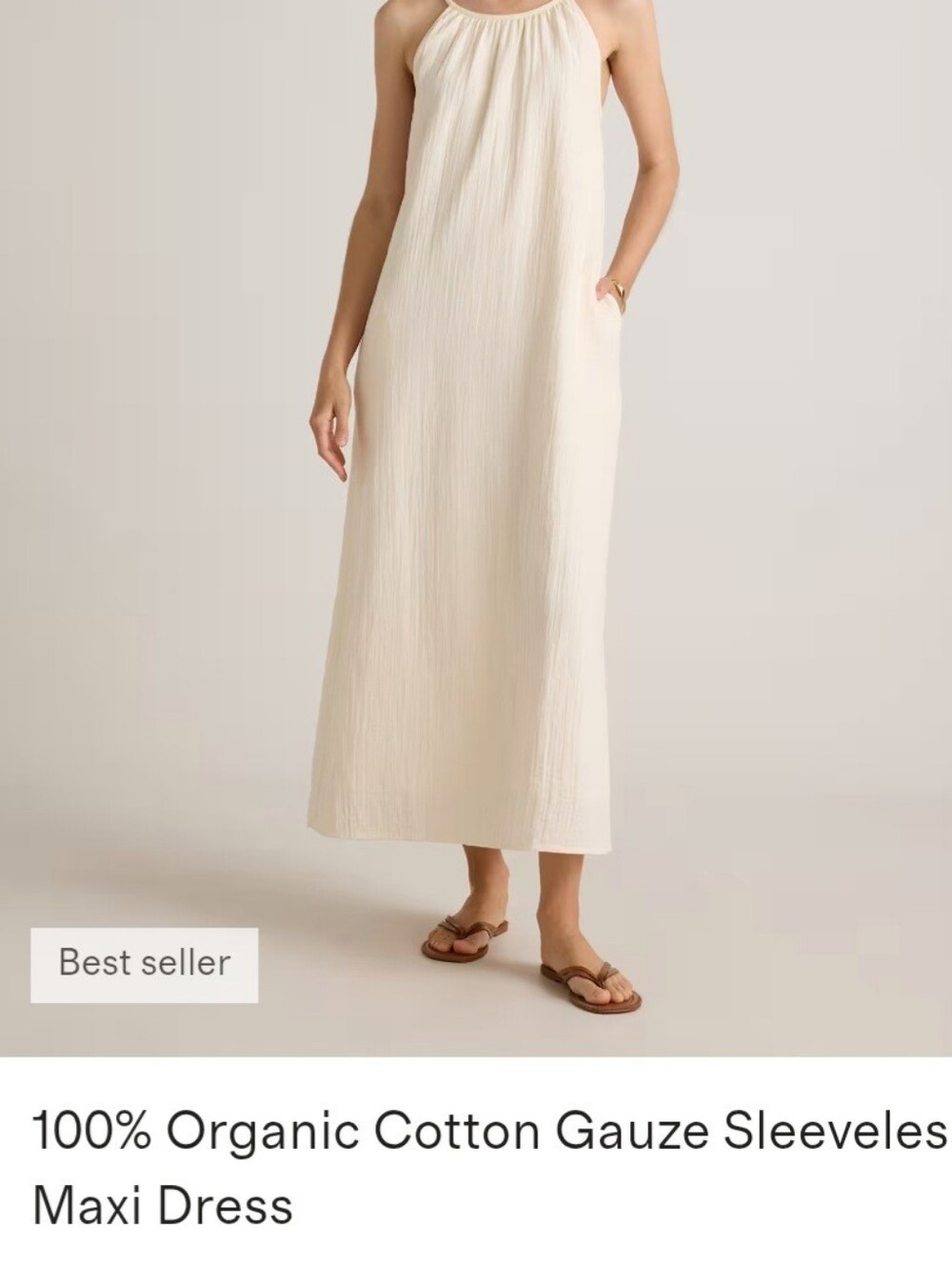 Sleeveless Organic Cotton Gauze Maxi Skirt - Cream